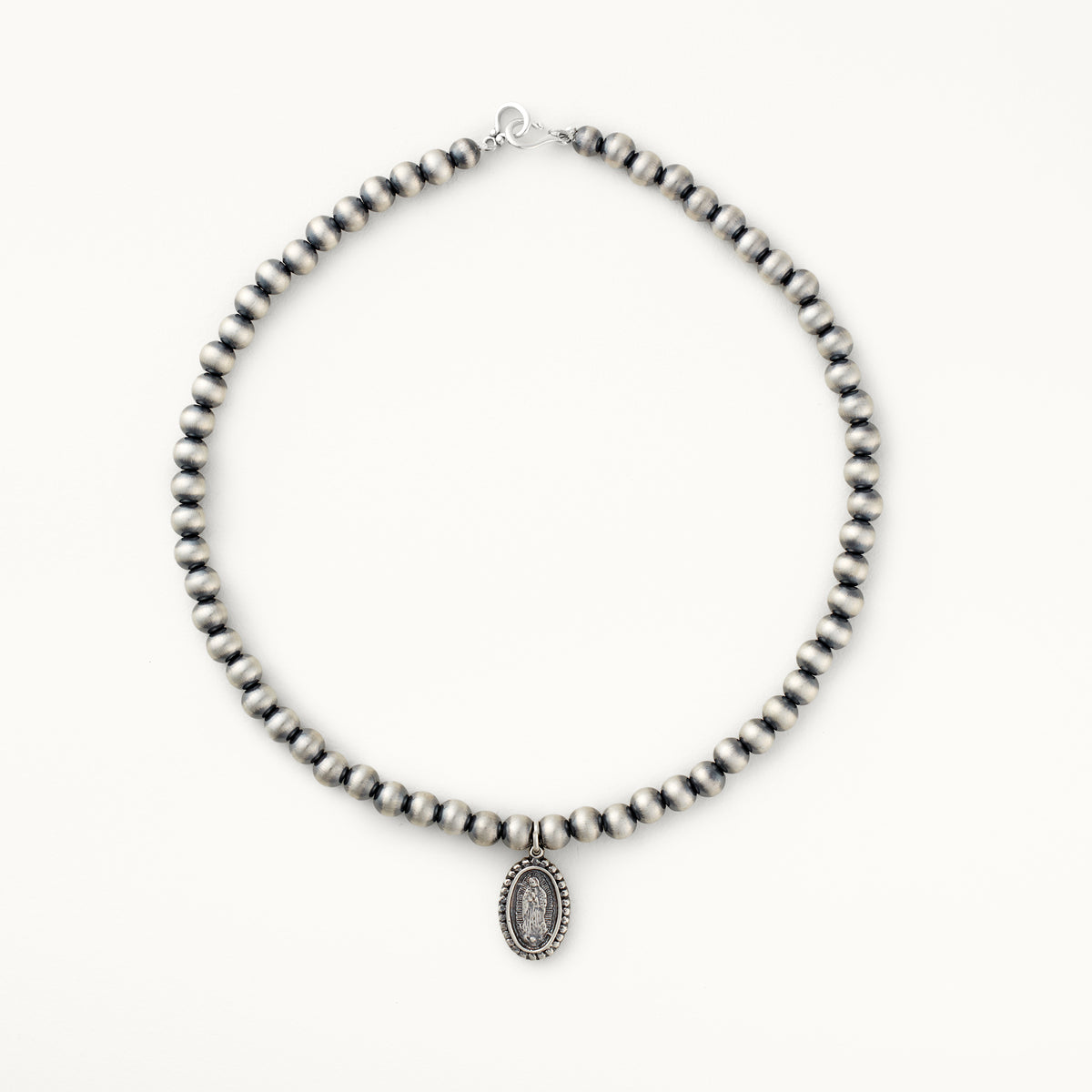 7mm Santa Fe Pearl Necklace with Our Lady of Guadalupe