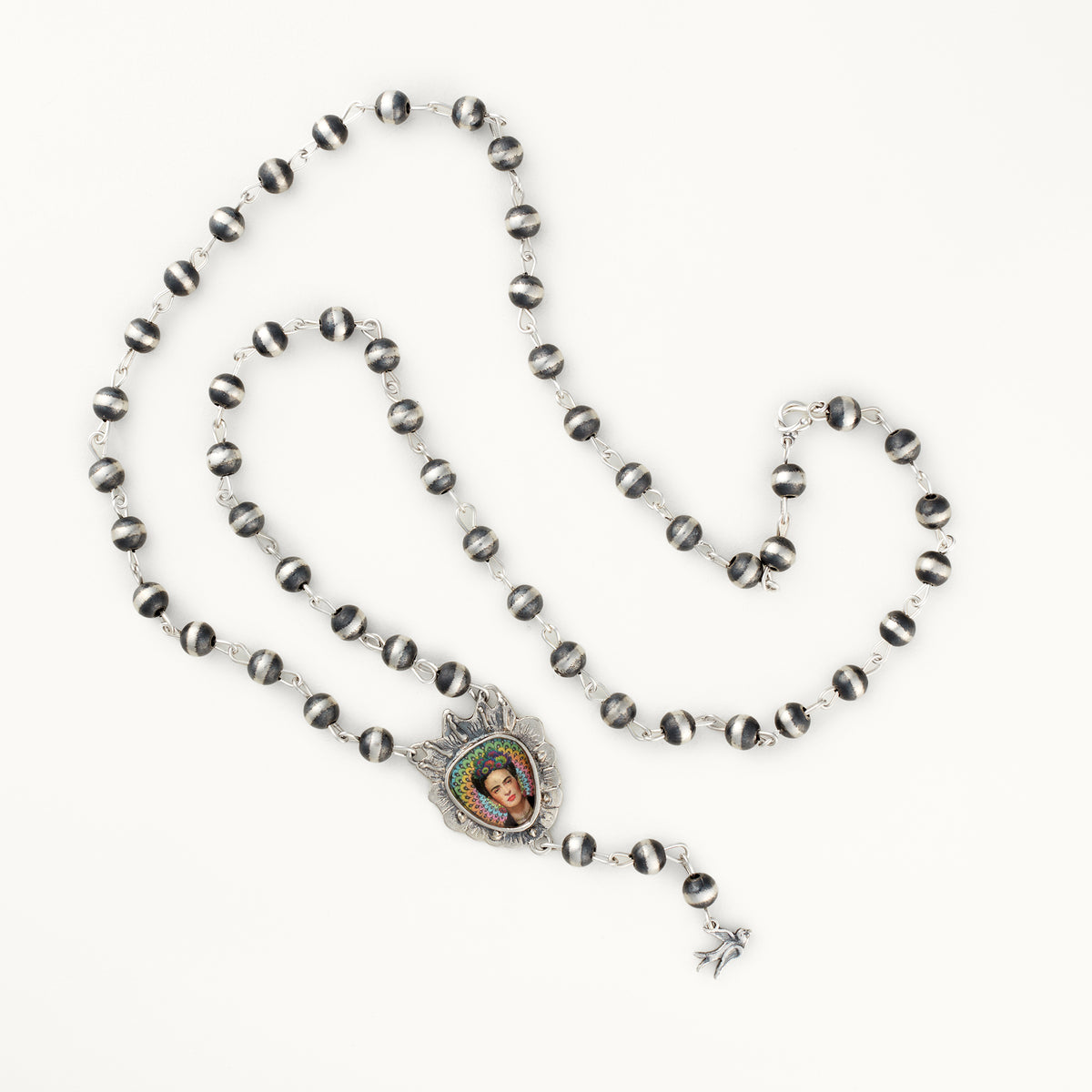 8mm Santa Fe Pearl Rosary with Frida Kahlo