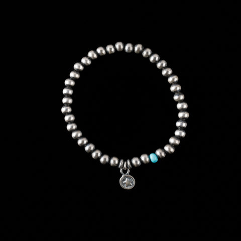 Sterling Silver Santa Fe Pearls with Star Charm and Turquoise Bead
