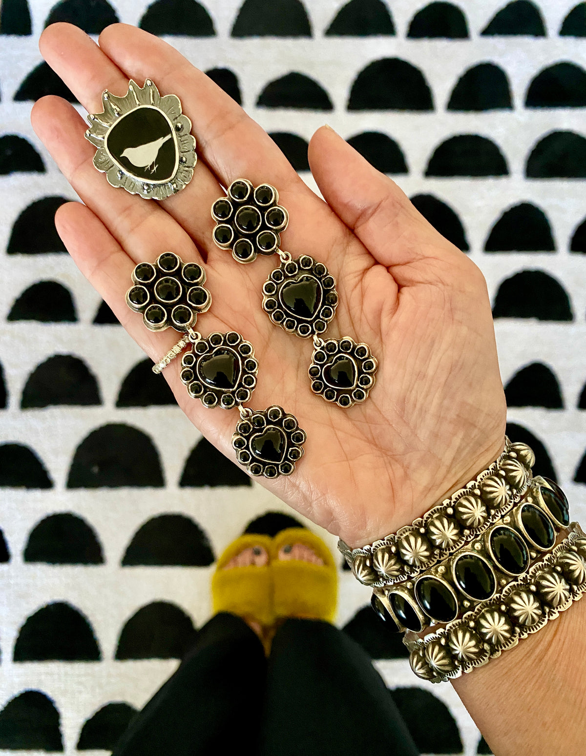 Sterling Silver Black Onyx Federico Cuff Earrings