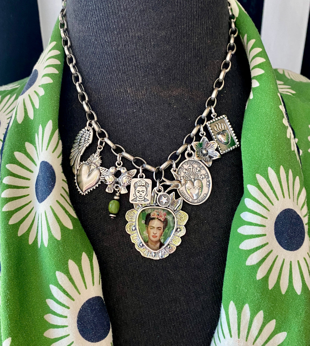 Frida Kahlo "Storyteller" Charm Sterling Silver Necklace