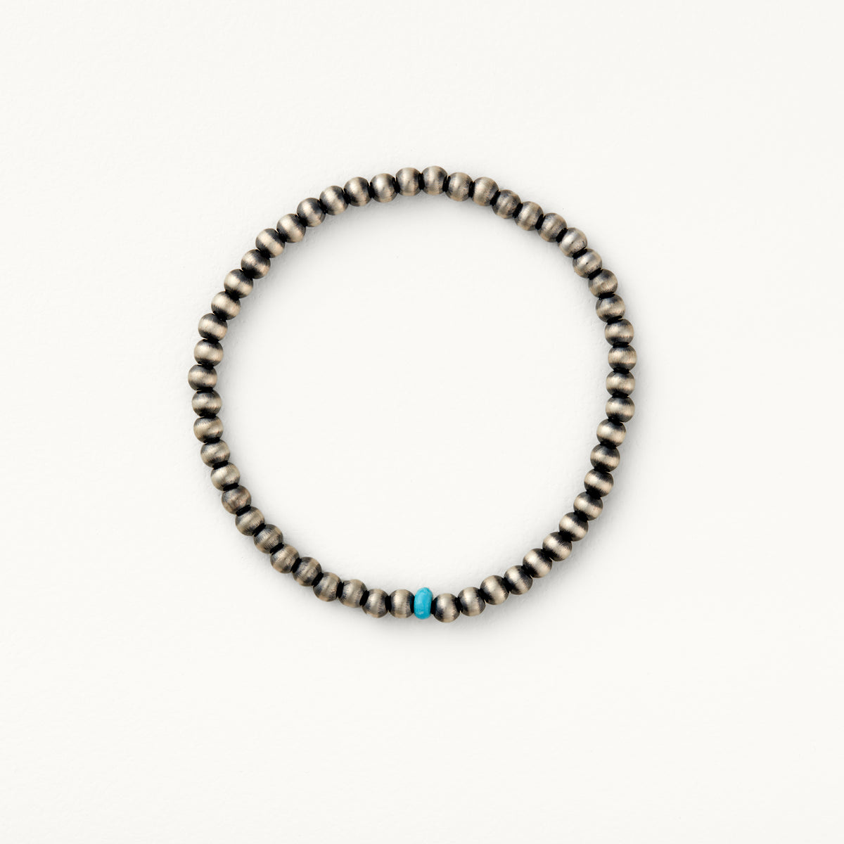 4mm Santa Fe Pearl Stretch Bracelet with Turquoise Bead