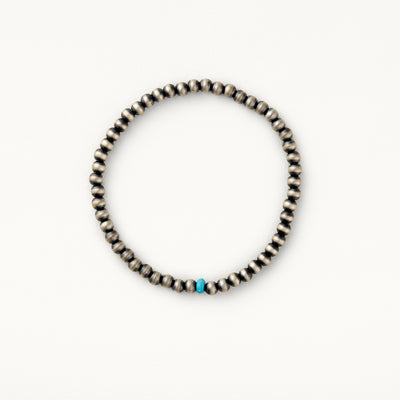 4mm Santa Fe Pearl Stretch Bracelet with Turquoise Bead