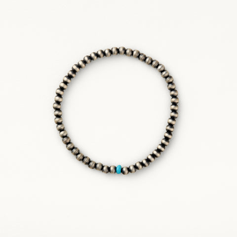 4mm Santa Fe Pearl Stretch Bracelet with Turquoise Bead