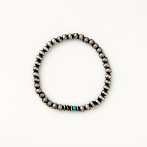 5mm Santa Fe Pearl Stretch Bracelet with Turquoise Accent Bead