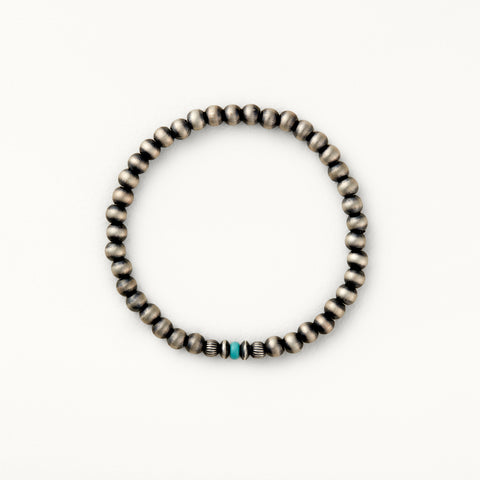 5mm Santa Fe Pearl Stretch Bracelet with Turquoise Accent Rondelle Bead