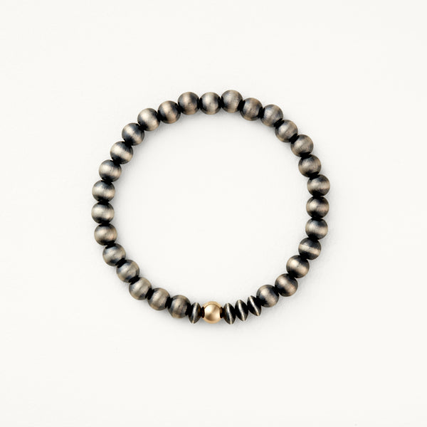 6mm Santa Fe Pearl Stretch Bracelet with 14k Gold Accent Bead