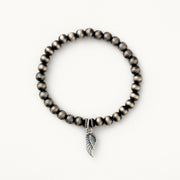6mm Santa Fe Pearl Stretch Bracelet with Sterling Silver Angel Wing Charm