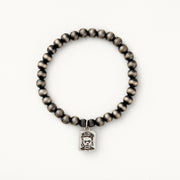6mm Santa Fe Pearl Stretch Bracelet with Sterling Silver Frida Kahlo Charm