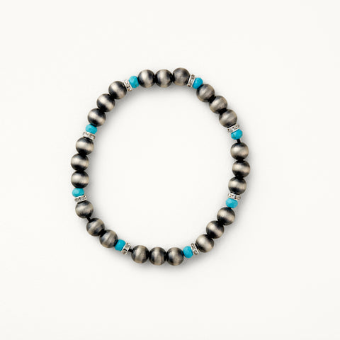 6mm Czech and Turquoise Santa Fe Pearl Stretch Bracelet