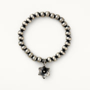 7mm Santa Fe Pearl Stretch Bracelet with Sterling Silver Flower Charm