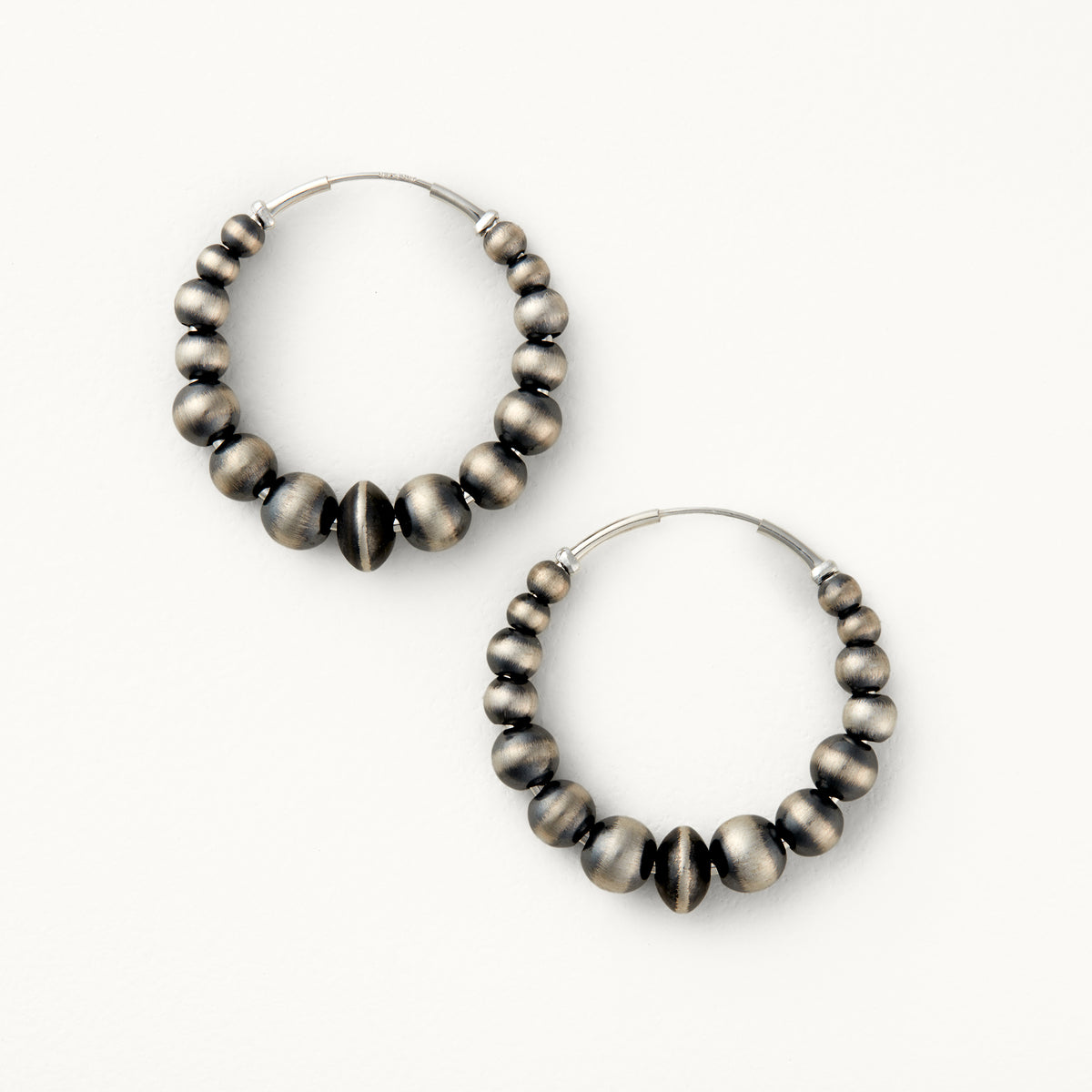 Rondelle Sterling Silver Santa Fe Hoop Earrings