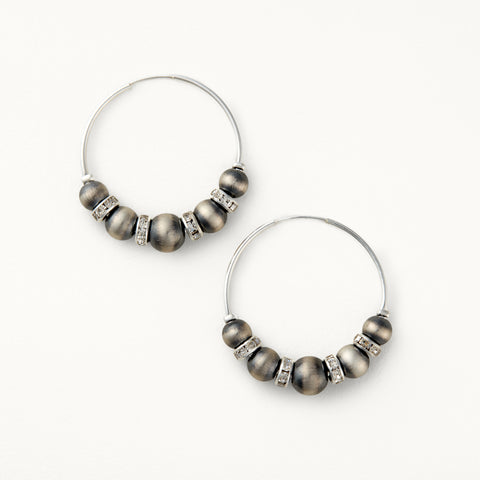 Santa Fe Sterling Silver Hoops with Czech Crystals