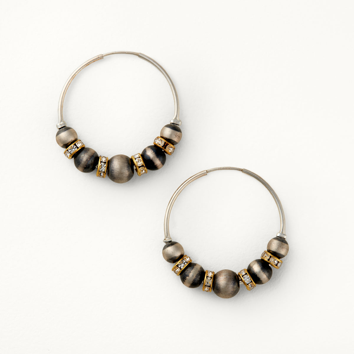 Santa Fe Sterling Silver Hoops with Gold Plated Czech Crystals