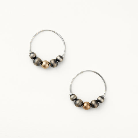 Sterling Silver 14k Gold Beaded Hoops