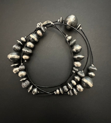 Shoofly505's Leather Ghost Strand Pearl Necklace