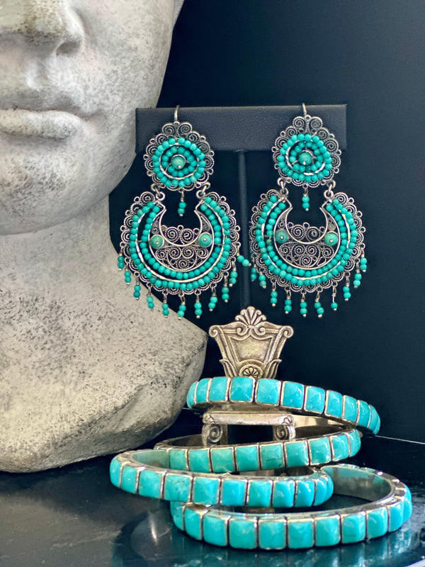 Federico Jimenez Bohemian Cuffs with Matching Frida Kahlo Statement Earrings