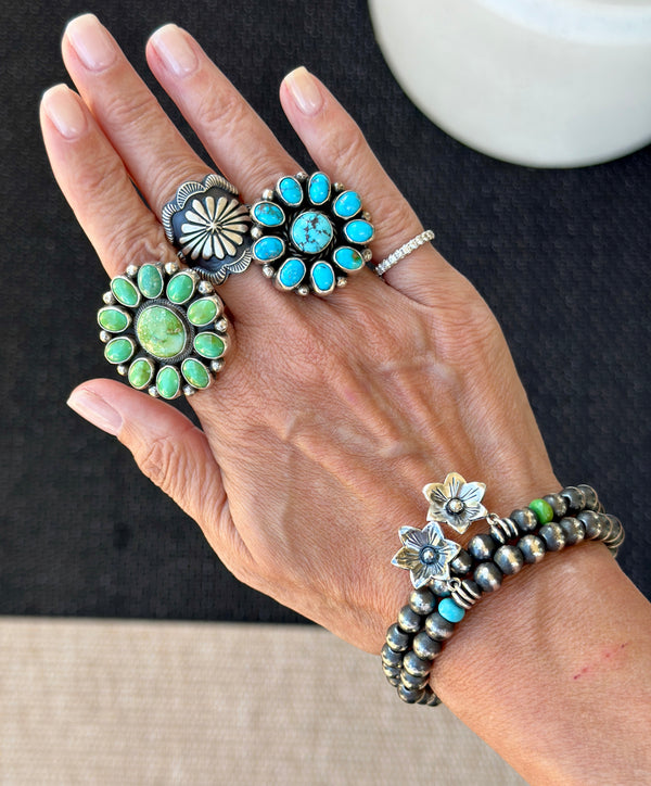 "Flower Power" Bohemian Chic Sterling Silver Rings
