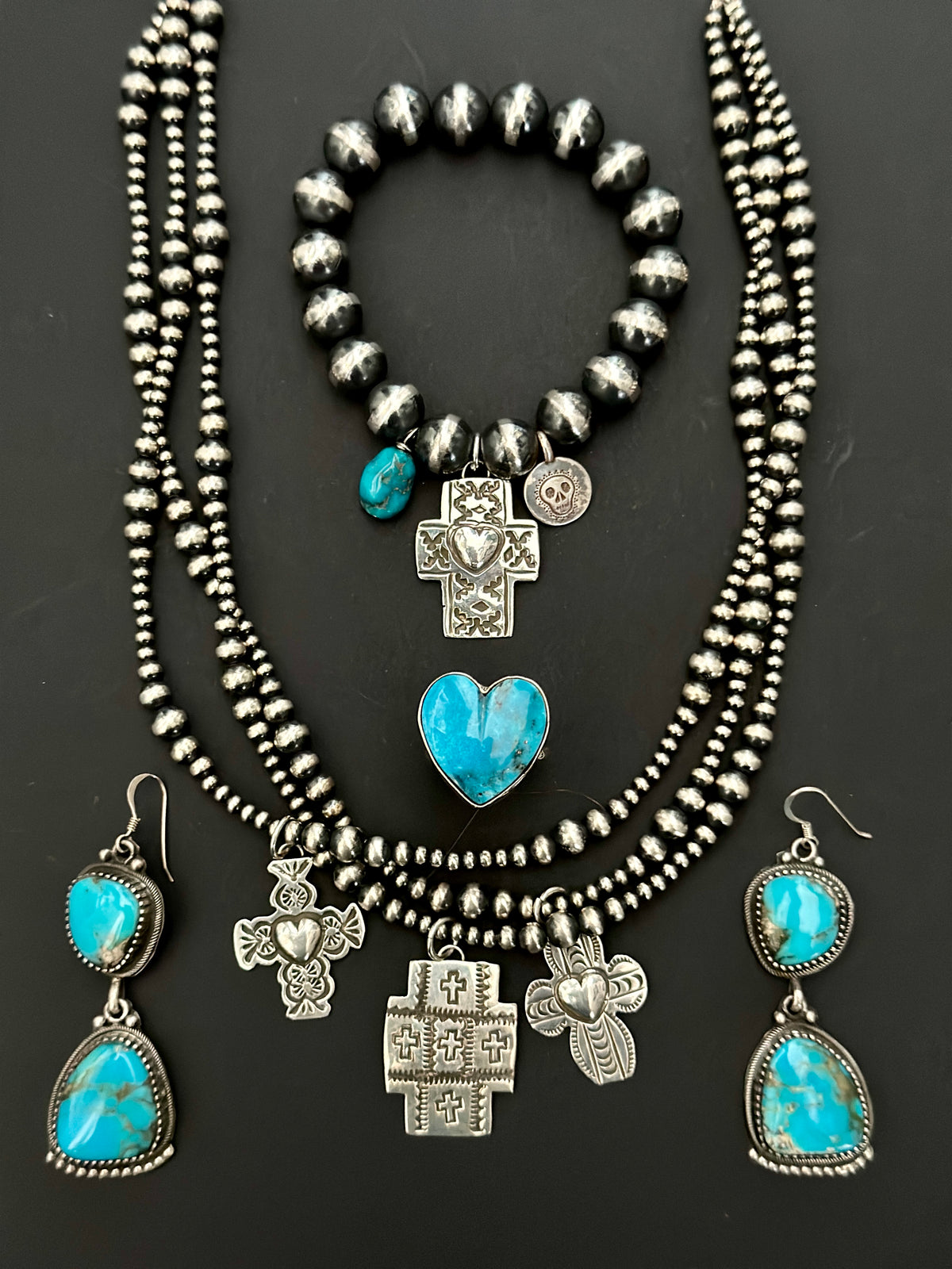 Ithaca Turquoise Sterling Silver Navajo Jewelry Set