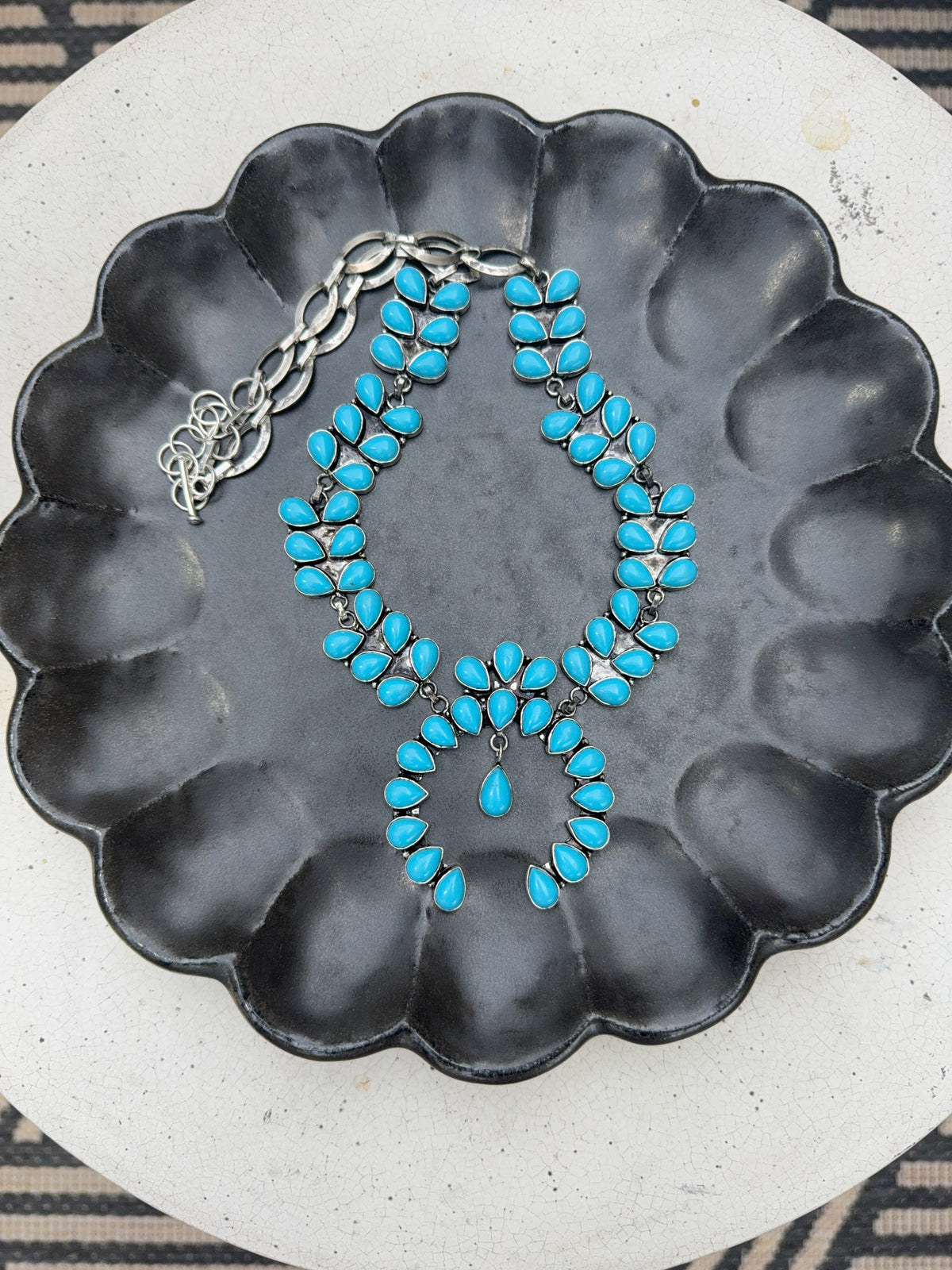 Sleeping Beauty Turquoise Squash Blossom Necklace
