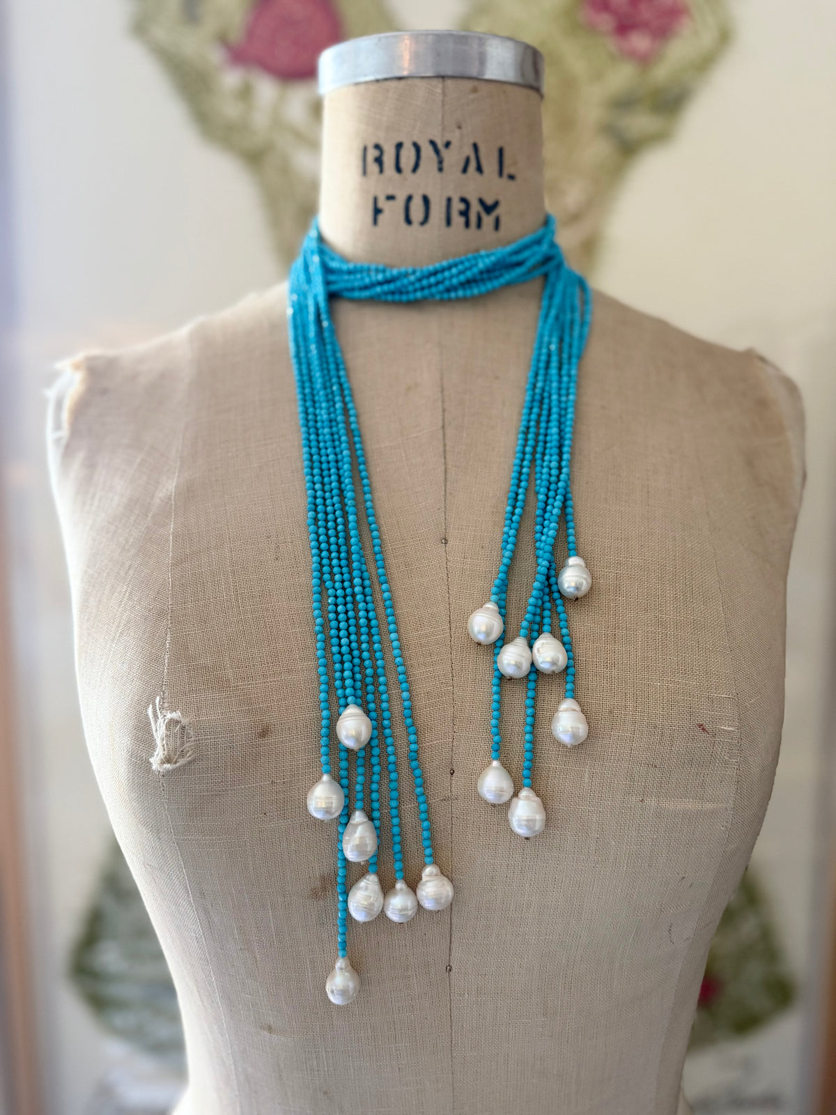 Turquoise Pearl Lariat