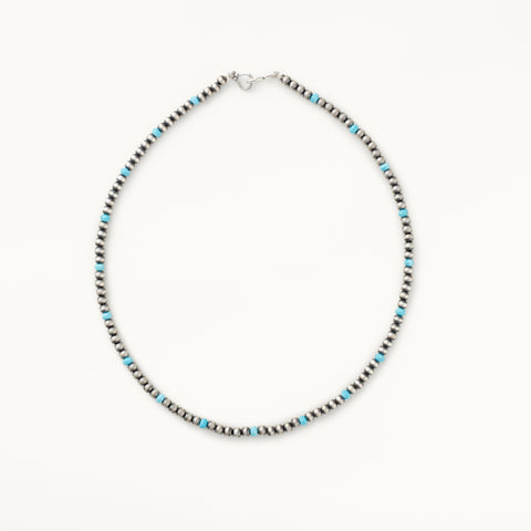 4mm Santa Fe Pearl Neclace with Turquoise Accents