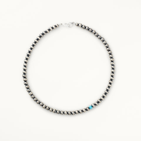 6mm Santa Fe Pearl Necklace with Turquoise Accent