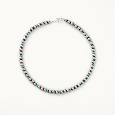 7mm Santa Fe Pearl Necklace with Turquoise Accents