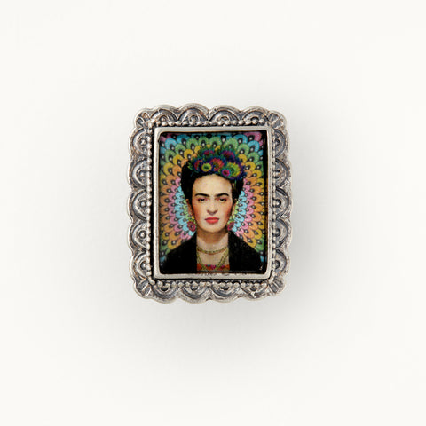 Colorful Frida Kahlo Sterling Silver Adjustable Ring