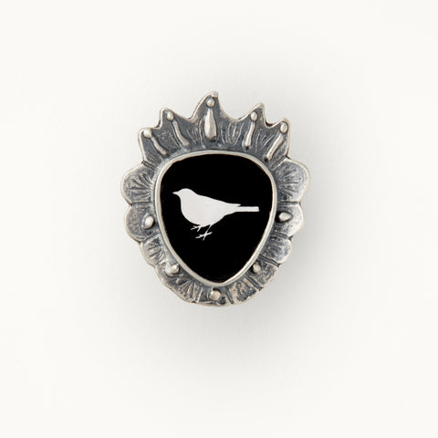 "Black Bird" Sterling Silver Adjustable Ring