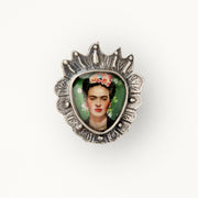 Frida Khalo Green Sterling Silver Sacred Heart Adjustable Ring