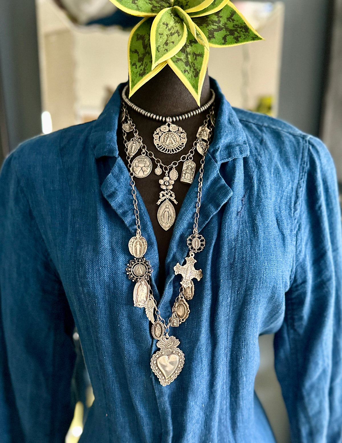 "Charmed I'm Sure" Sterling Silver Statement Necklace