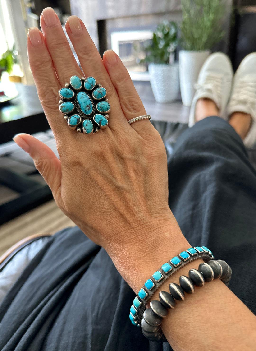 Turquoise Persian Kingman Cluster Ring – Shoofly505