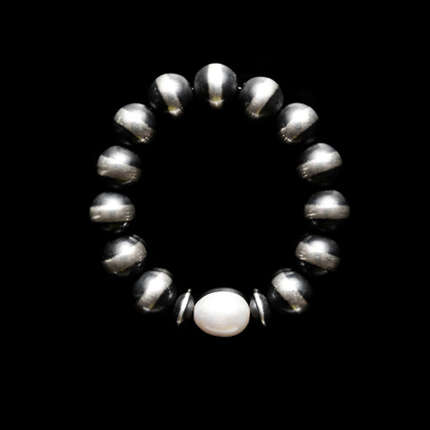 Santa Fe Pearl Stretch Bracelet with Freshwater Pearl - 12mm