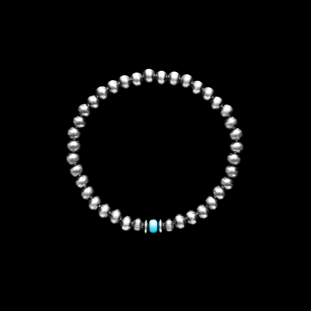 5mm Santa Fe Pearl Stretch Bracelet with Turquoise Accent Rondelle Bead