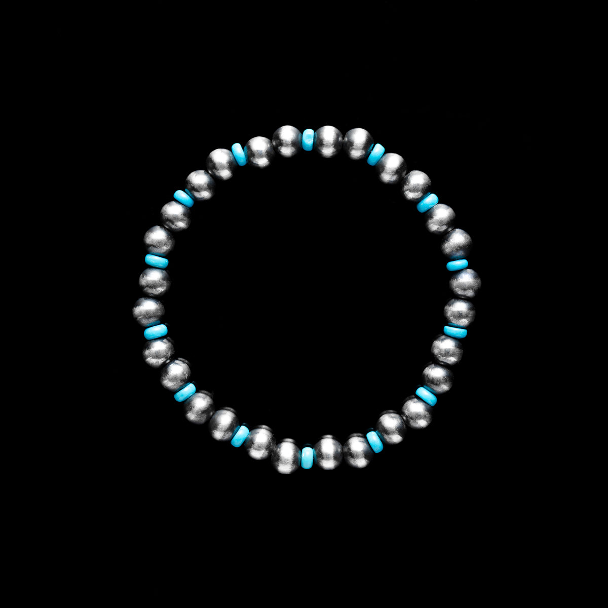 Santa Fe Pearl Stretch Bracelet with Turquoise- 6mm