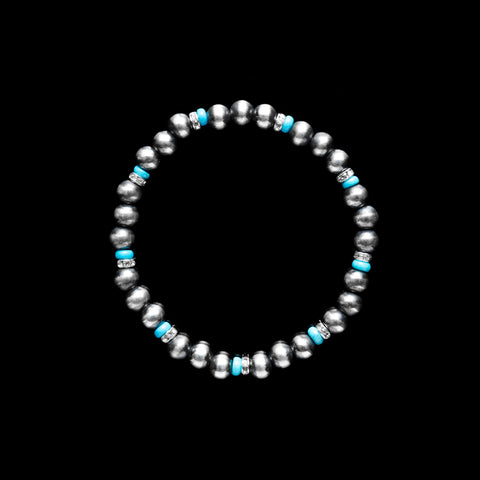 6mm Czech and Turquoise Santa Fe Pearl Stretch Bracelet