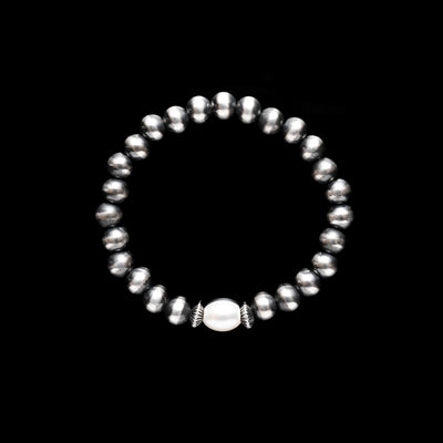 Santa Fe Pearl Stretch Bracelet with Freshwater Pearl - 7mm