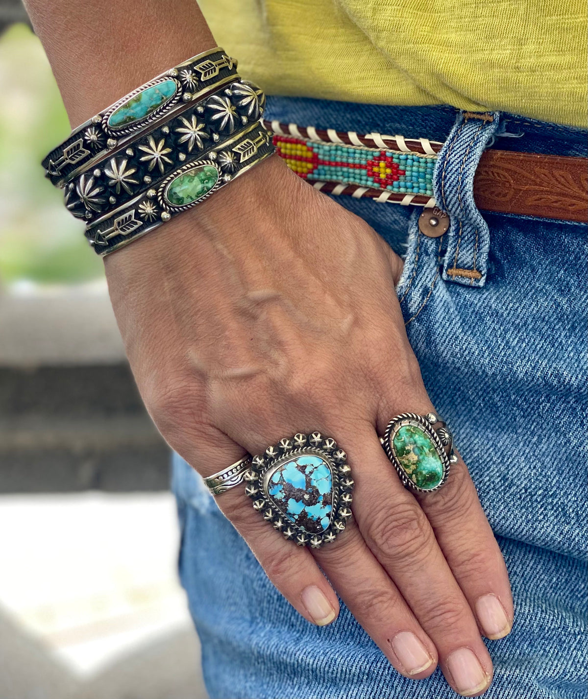Turquoise Rings and Cuff Bracelets