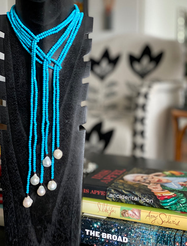 Turquoise and Pearl Lariats