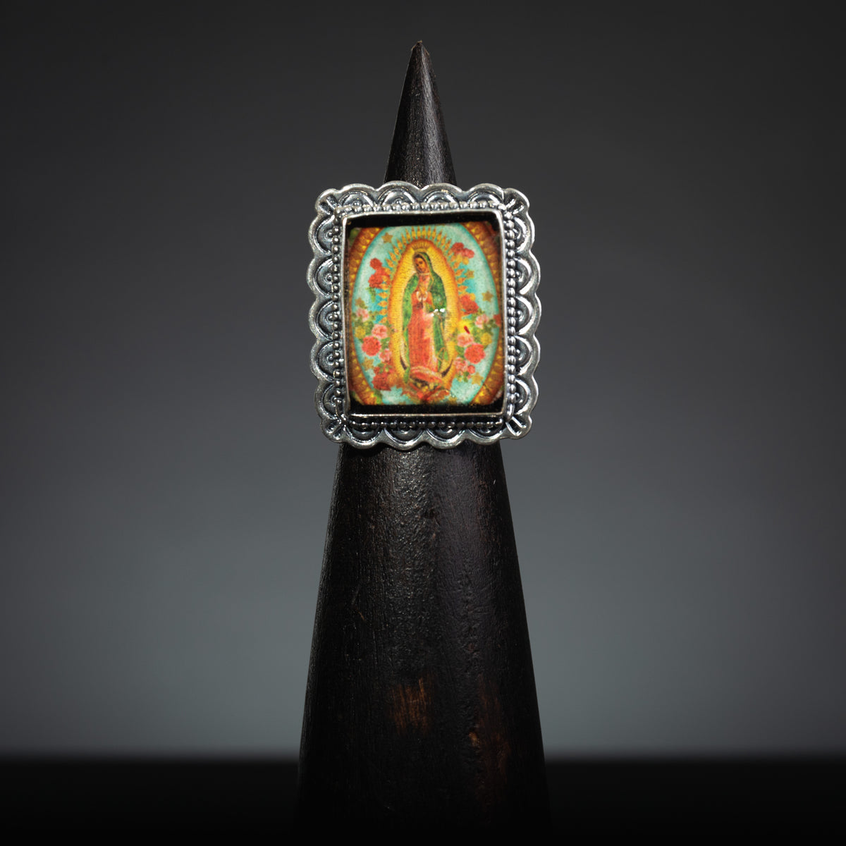 Our Lady of Guadalupe Sterling Silver, Rectangle Ring