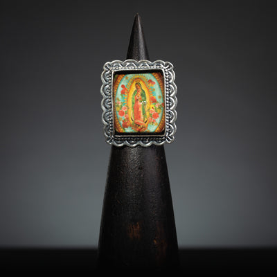 Our Lady of Guadalupe Sterling Silver Rectangle Ring
