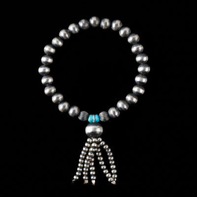 Sterling Silver Santa Fe Pearls with Tassel and Turquoise