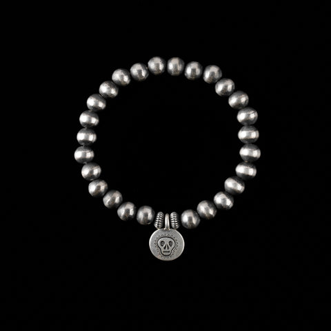Sterling Silver Santa Fe Pearls with Dia De Los Muertos Charm