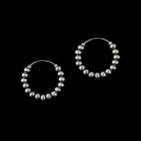 Sterling Silver Hoops with 5 mm Santa Fe Pearls - 1 1/4"