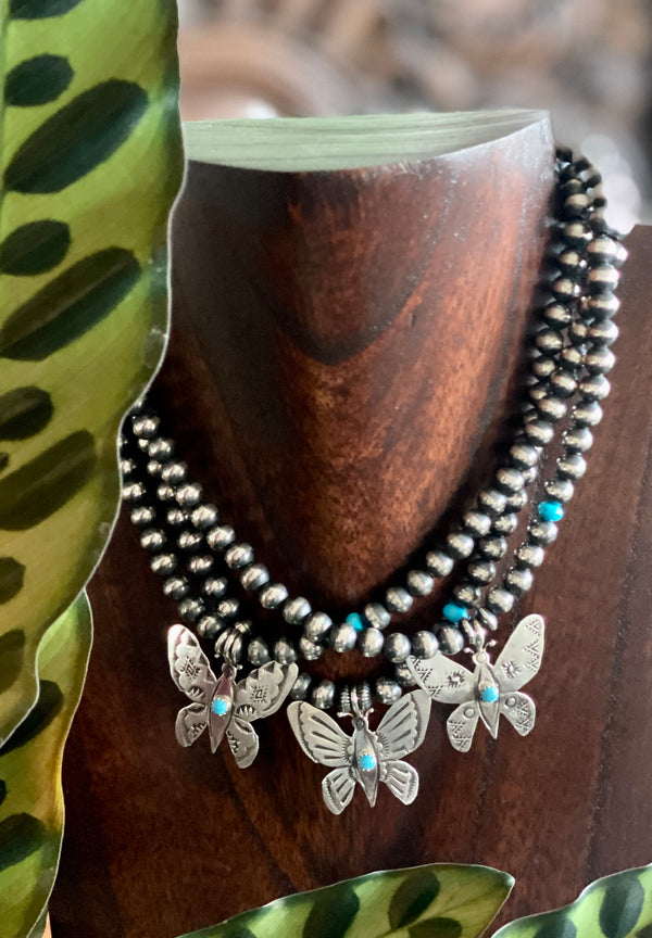 "You Give Me Butterflies" Sterling Silver Charm Necklace