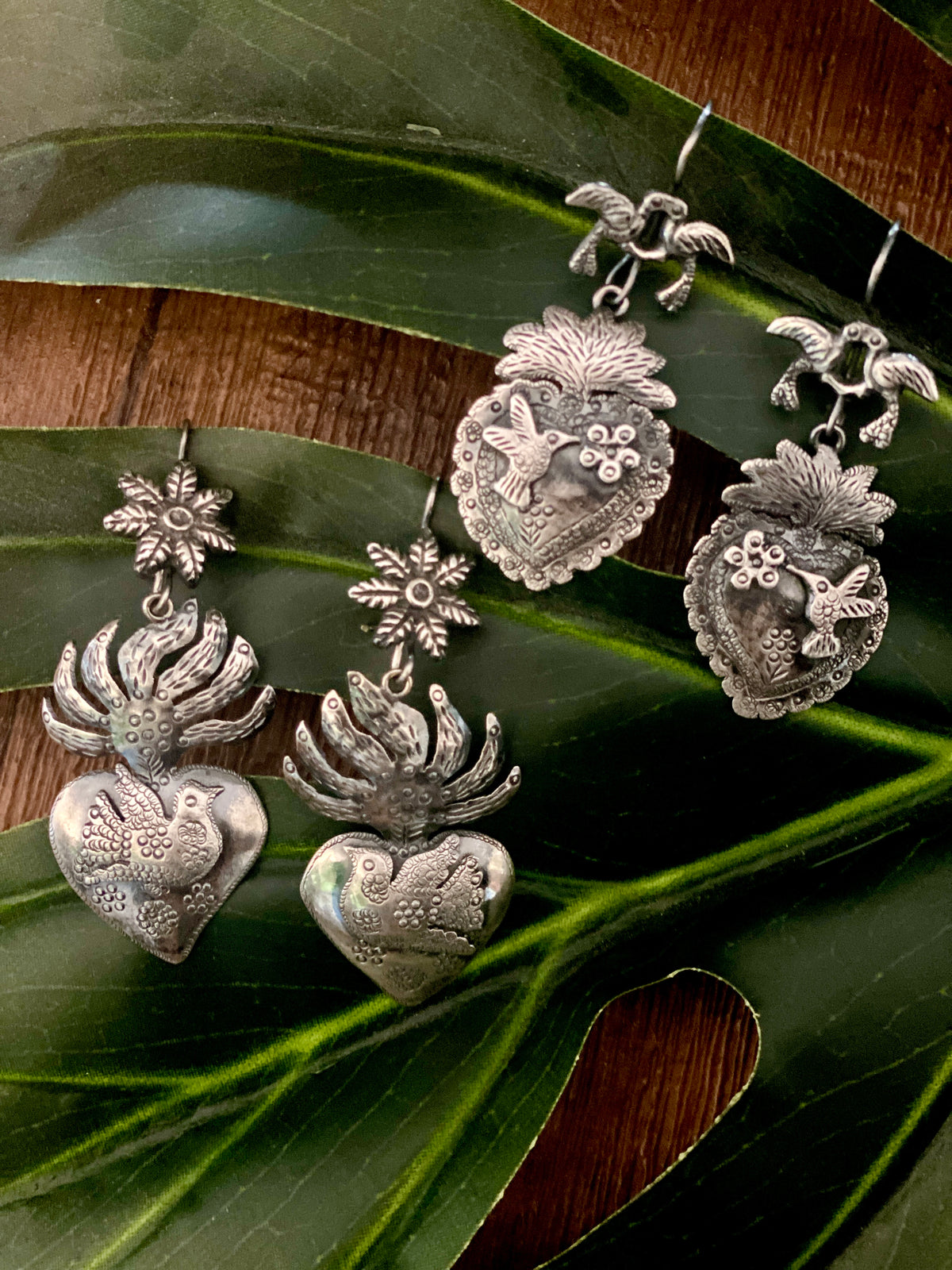 Sterling Silver Federico Jimenez Sacred Heart Earrings