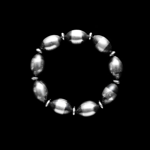 Oval Sterling Silver Santa Fe Pearl Stretch Bracelet